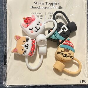 Ashland set of FOUR Cute Cat Straw Toppers new